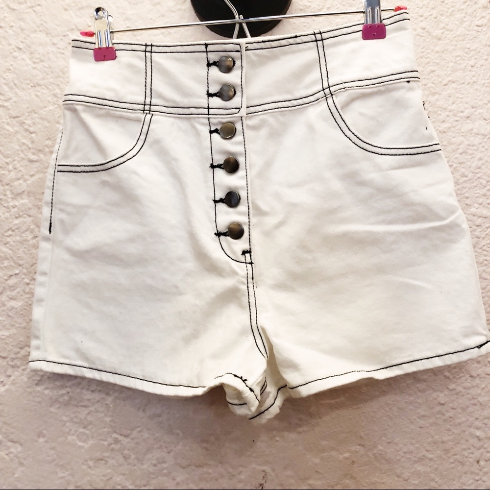 white denim shorts